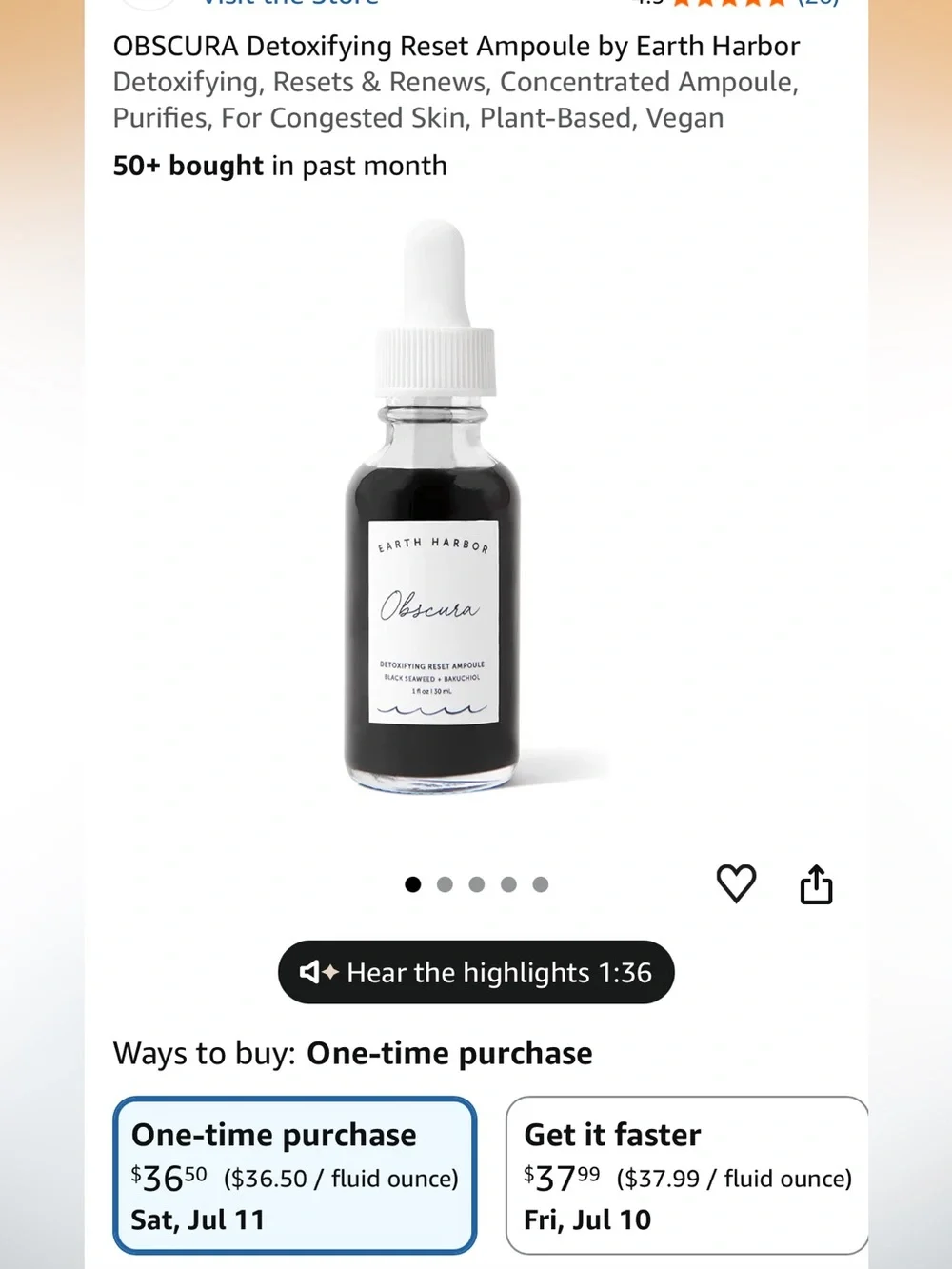 Earth Harbor Obscura Night Repair Concentrate - New
